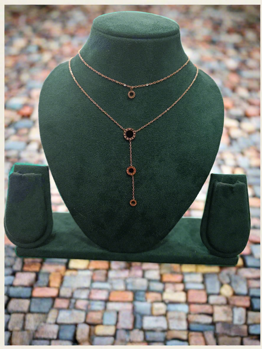 Rose Gold Double Layer Hanging Necklace