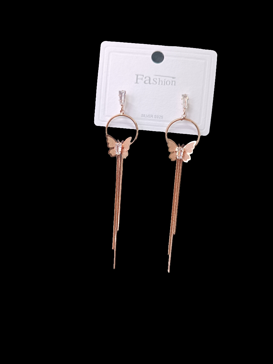 Rose Gold Multi Chain Earring