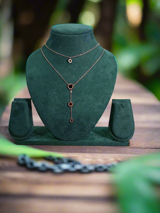Rose Gold Double Layer Hanging Necklace