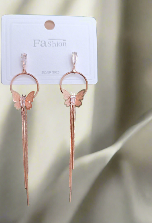 Rose Gold Multi Chain Earring