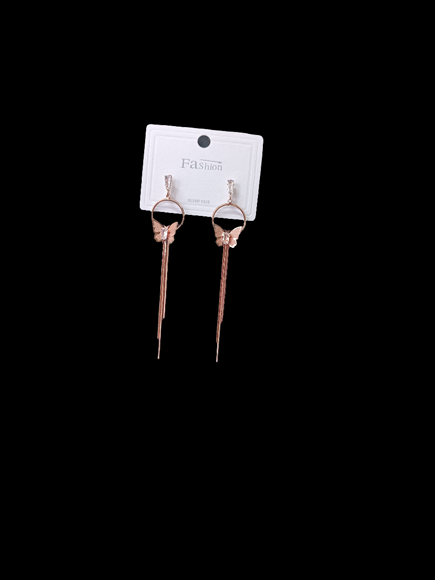 Rose Gold Multi Chain Earring