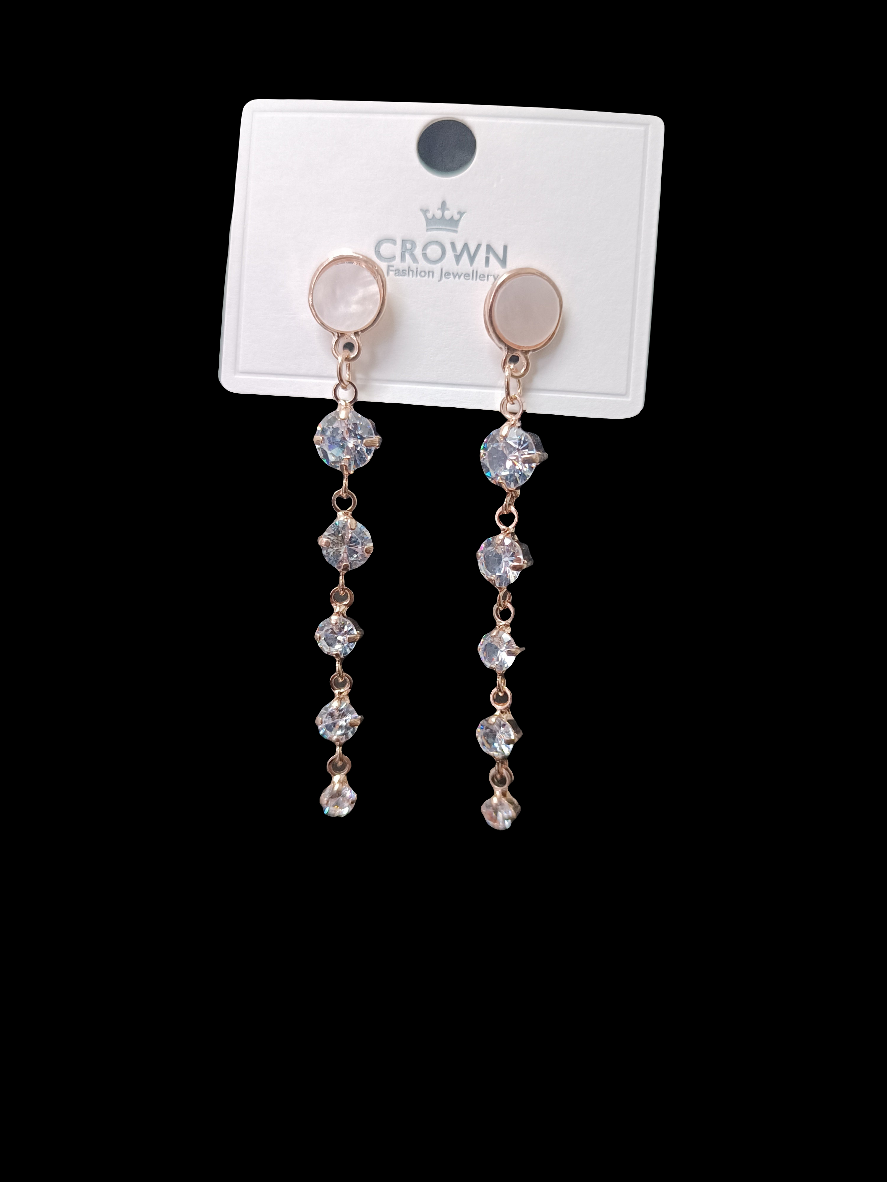 Stylish Rose Gold Long Drop Earrings