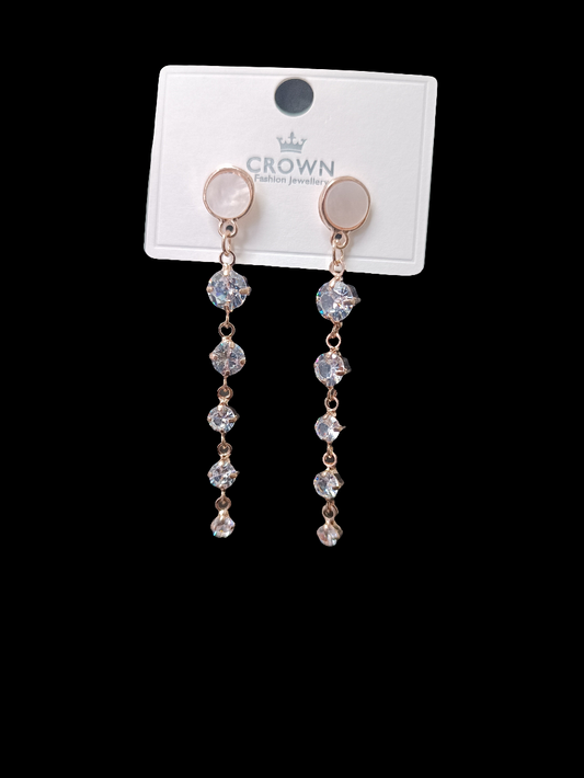 Stylish Rose Gold Long Drop Earrings