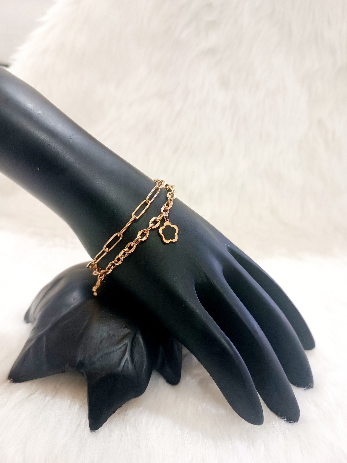 Rose Gold Double Layer Hanging Bracelet