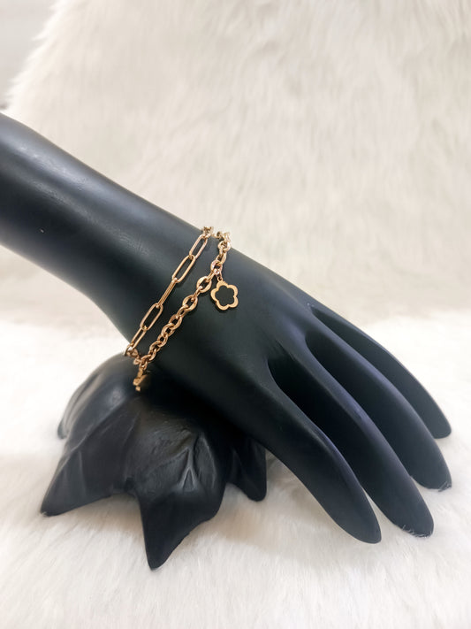 Rose Gold Double Layer Hanging Bracelet