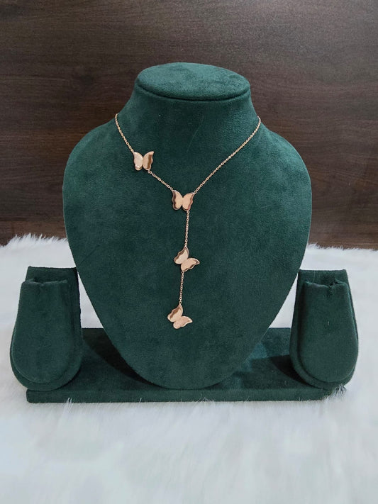 Rose gold rosary necklace
